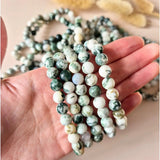 Edelsteen armband Mosagaat, 8 mm ronde kralen, Moonlight Gemstones