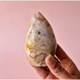 Moonlight Gemstones Druzy rose amethyst freeform crystal with pink and cream hues