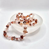 Kristal Edelsteen Armband vuurkwarts, 19 cm, roze/oranje transparante chips