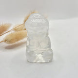 Edelstein Bergkristal Buddha 5cm, clear quartz crystal figurine.