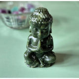 Nefriet jade Boeddha kristalbeeld, Moonlight Gemstones, groen, 10 cm