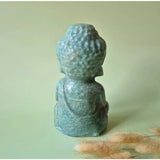 Moonlight Gemstones Amazoniet Boeddha statue, XL 15 cm, groenblauwe edelsteen