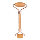 green-goose facial roller, rose-gold dual-ended with wooden handle
