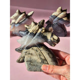 Volcano Agate Unicorn carving, 3-piece set, UV reactive, Moonlight Gemstones