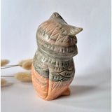 Green onyx owl carving by Moonlight Gemstones, approx 10 cm