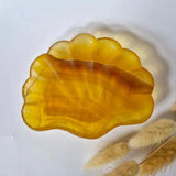 Edelsteen Carving Schaal schelpvorm geel fluoriet van Moonlight Gemstones.