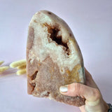 Geode pink amethyst drusy XL freeform crystal specimen
