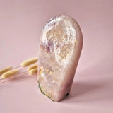 XL pink amethyst drusy geode freeform gemstone standing upright