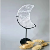 Edelsteen Bergkristal maan op standaard, 10–12 cm, Moonlight Gemstones