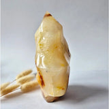 XL Carnelian Flame gemstone, polished yellow-orange crystal, 1302g