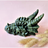 Moonlight Gemstones XL groene jade draken schedel, 700g