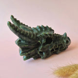 Moonlight Gemstones XL groene jade draken schedel, 700g