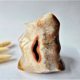 XL Carnelian Flame polished specimen by Moonlight Gemstones, 1300g, orange-brown banded agate