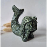 Groene Jade Zeemeermin edelsteen-carving, 13 cm, 600–700 g, Moonlight Gemstones
