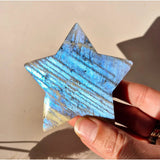 Stervormige edelsteen Blauwe maansteen met iriserende flash, 7–8 cm