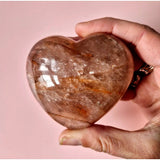 Grote Fire Quartz Hart edelsteen, Moonlight Gemstones; bruin doorzichtig kristal met insluitsels