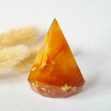 Druzy agate standing gemstone crystal, amber-orange gradient, 43g