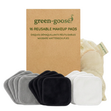 green-goose herbruikbare wattenschijfjes, 15 stuks mix, grey/black/white pads met mesh zak