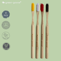 green-goose Bamboe Castorolie Tandenborstels - 4 Stuks - 100% Afbreekbaar