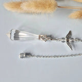 Edelsteen bergkristal pendel van Moonlight Gemstones, 8-zijdig gefacetteerd, ±5 cm, met zilveren ketting en sierkap