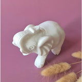 Witte jade olifant, handgesneden geluksymbool van edelsteen, 12 cm