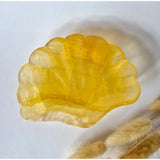 Edelsteen Carving Schaal Schelpvorm Gele Fluoriet #19 - Uniek Cadeau