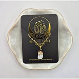 Goudkleurige ketting met ruwe maansteen hanger (1 cm), Moonlight Gemstones