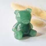 Crystal bear carving in faceted green aventurine, 4 cm, Moonlight Gemstones