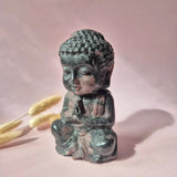 Granaat Buddha beeld, 15 cm (±1000 g), edelsteen sculptuur