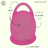green-goose siliconen menstruatiecup met houder/sterilisator, roze, eco-vriendelijk materiaal