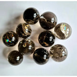 Rainbow smoky quartz crystal spheres set, 12-pack, 1.5–2 cm each