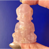 Rozenkwarts Boeddha kristal snijwerk; roze kristalbeeld, Moonlight Gemstones