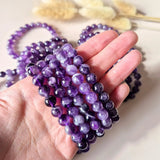 Edelsteen armband met 8mm amethist kralen, multi-strand, paars - Moonlight Gemstones