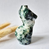 Mosagaat vrouwenbeeldje 8 cm, handgeslepen edelsteen, Moonlight Gemstones