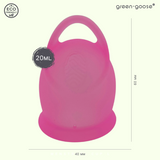 Siliconen menstruatiecup met houder en sterilisator van Green-goose, roze, 20 ml