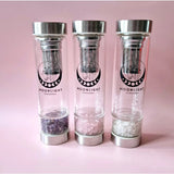 Glazen drinkfles met filter en edelsteenbodem; Moonlight Gemstones, 400 ml, set van 3
