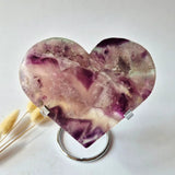 Regenboog Fluoriet Hart, Moonlight Gemstones, natuurlijk gepolijst edelsteenhart met paars-roze en groene tinten