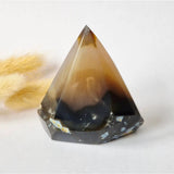 Druzy gray agate standing gemstone crystal with brown gradient, Moonlight Gemstones, 123g