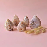 Moonlight Gemstones Druzy Roze Amethyst freeforms & flames, pink amethyst crystals, 5 pieces