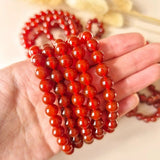 Edelsteen armband met 8mm Carneool kralen, Moonlight Gemstones, meerdere strengen rode tinten