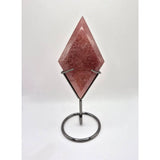 Starry Strawberry Quartz point on metal stand, pink crystal with inclusions, Moonlight Gemstones