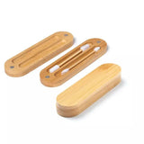 green-goose bamboo reusable cotton swab and makeup applicator set in a wooden case
