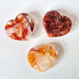 Fire Quartz heart-shaped gemstone set of 3, 5-6 cm each, Moonlight Gemstones