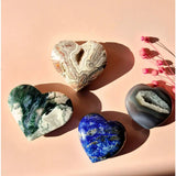 Mos Agaat Hart – Moonlight Gemstones, 3 kleurrijke agaat-harten