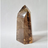 Zeldzame Golden Rutile Smoky Quartz Toren, 300g AA+, met gouden rutielinclusies