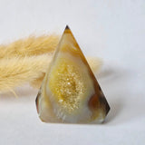 Druzy Gray Agate standing crystal with golden drusy center by Moonlight Gemstones