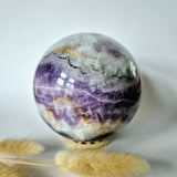XL Dream Amethyst Crystal Sphere by Moonlight Gemstones, 90mm, 1100g, purple with white/yellow matrix