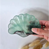 Edelsteen carving schaal schelpvorm van groene fluoriet, Moonlight Gemstones