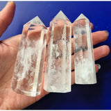 Clear quartz tower set by Moonlight Gemstones (3 obelisks), transparent crystal points