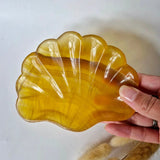 Moonlight Gemstones Edelsteen carving shell-shaped yellow fluorite bowl
